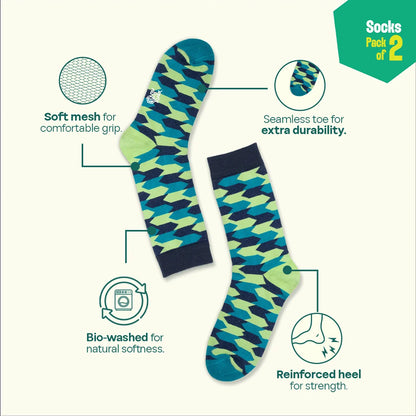 Out Of Shape! Unisex Socks, 100% Organic Cotton, Crew Length, Pack of 2
