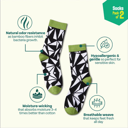 Shape-shift! Unisex Socks, 100% Bamboo, Crew Length, Pack of 2