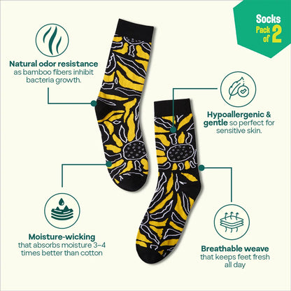 Black Matters! Unisex Socks, 100% Bamboo, Crew Length, Pack of 2