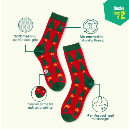 Hot In Red! Unisex Socks, 100% Organic Cotton, Crew Length, Pack of 2