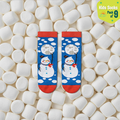 Snowflake Dance! Unisex Kid's Socks, 100% Bamboo, Crew Length, Pack of 9