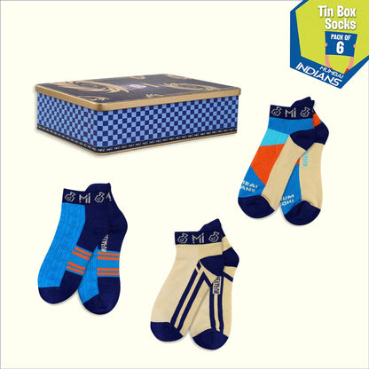 One Family! Tin Gift Box, Unisex Sports Socks, 100% Bamboo & Terry Made, Box of 6