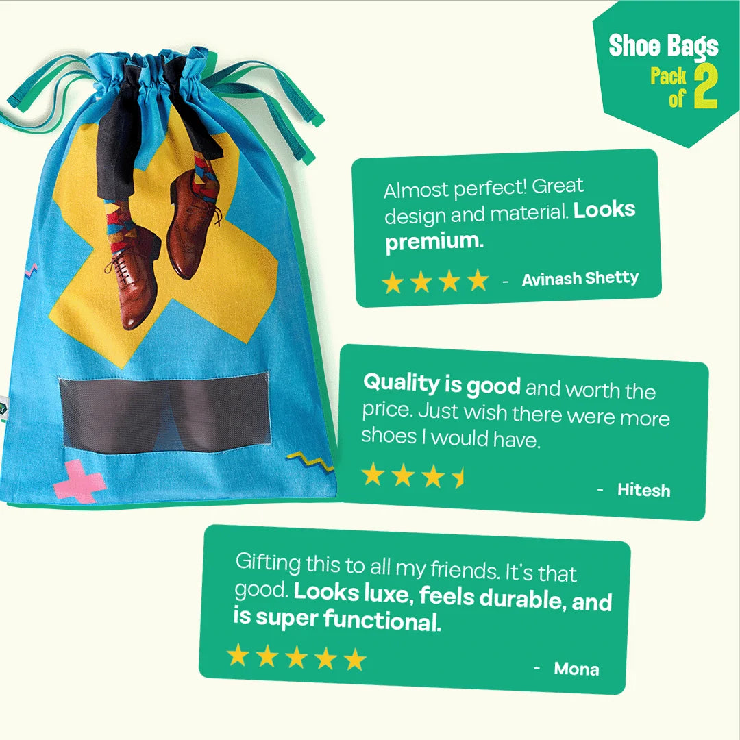 Big Bag Theory! Shoe Bags, 100% Organic Cotton, Pack of 2
