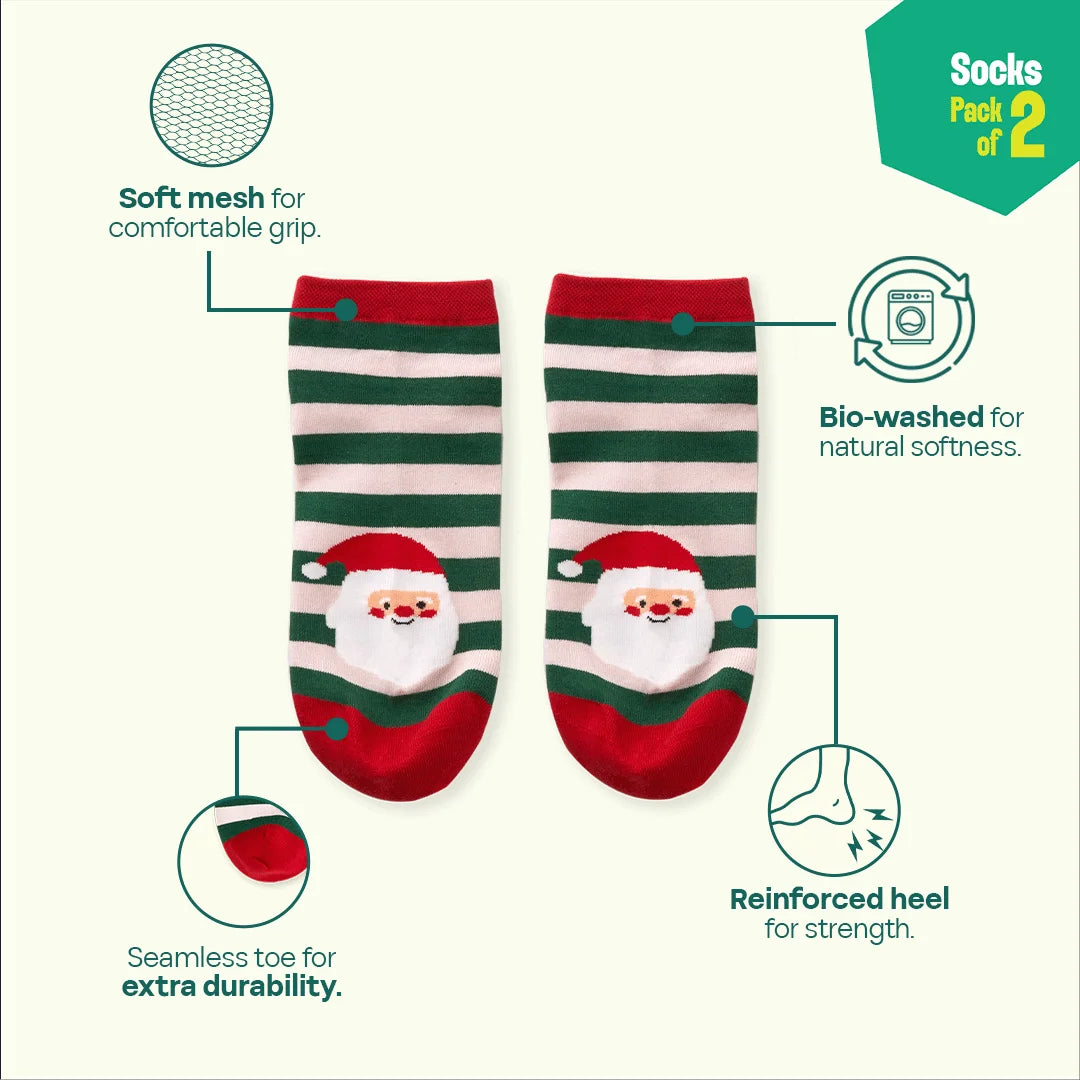 Merry-field! Unisex Socks, 100% Organic Cotton, Ankle Length, Pack of 2