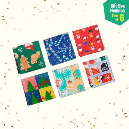 Ginger Bread! Unisex Hankies, 100% Organic Cotton, Gift Box of 6