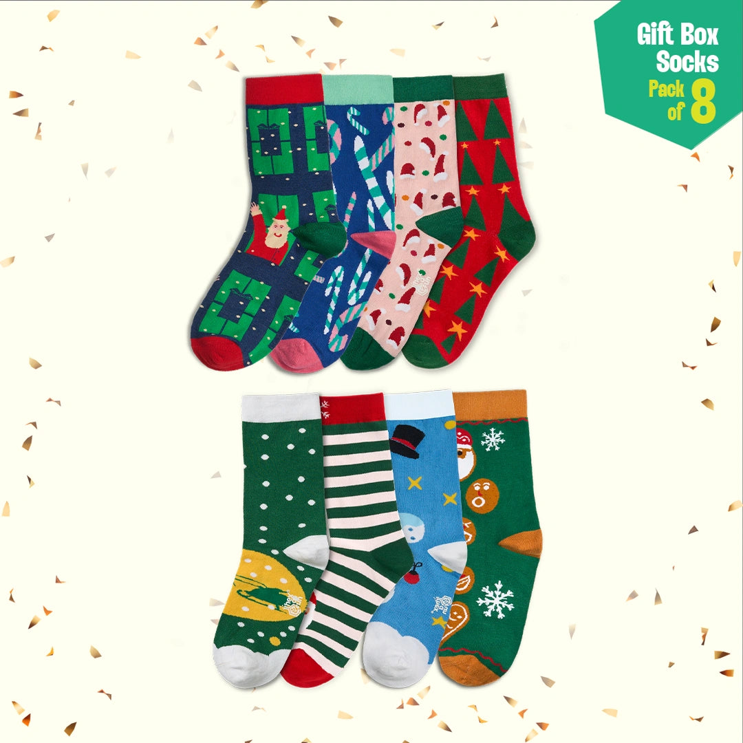 Frostbite! Unisex Crew Length Socks, 100% Organic Cotton, Gift Box of 8