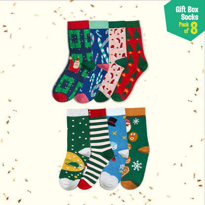 Frostbite! Unisex Crew Length Socks, 100% Organic Cotton, Gift Box of 8
