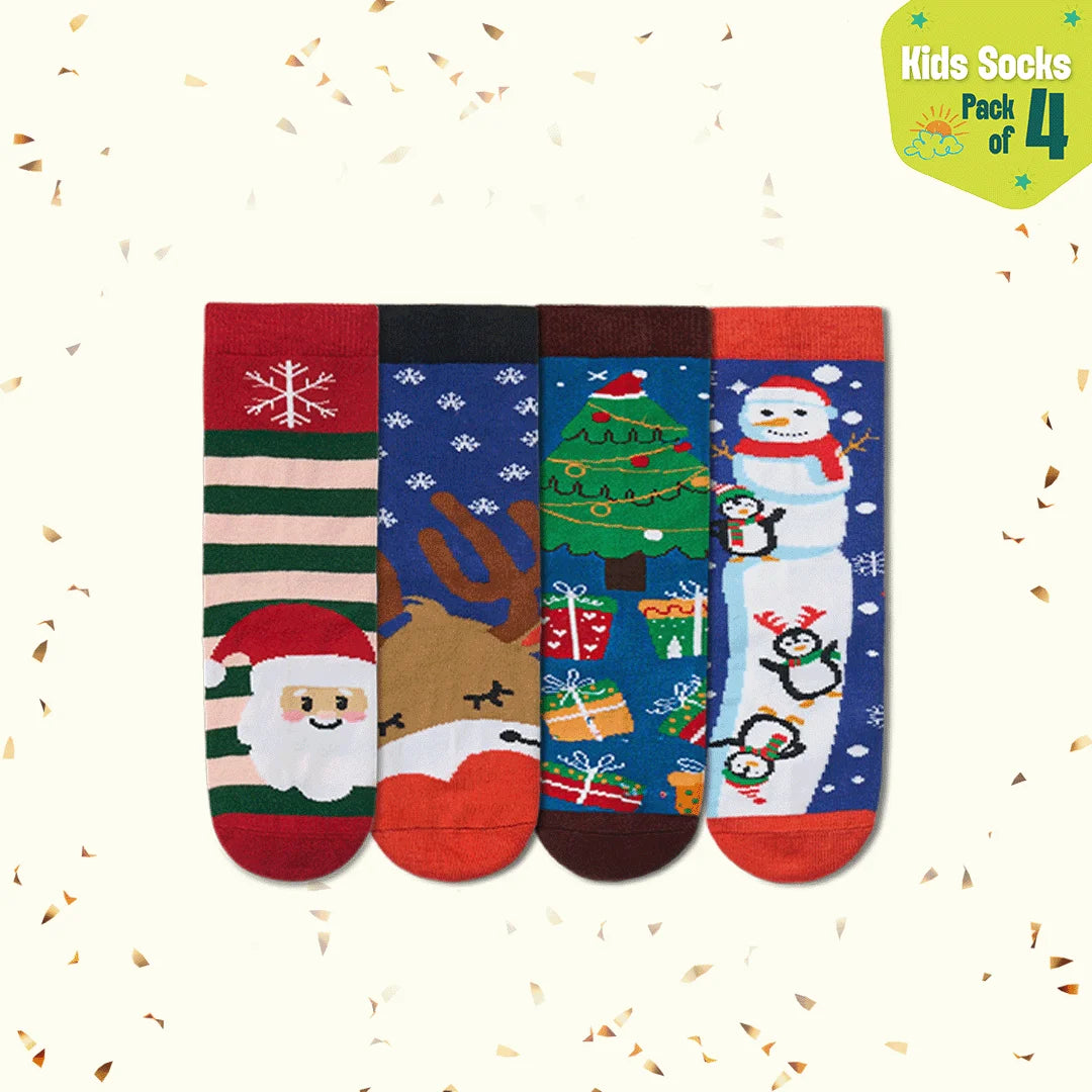 Crumb Kiss! Unisex Kid's Socks, 100% Bamboo, Crew Length, Gift Box of 8