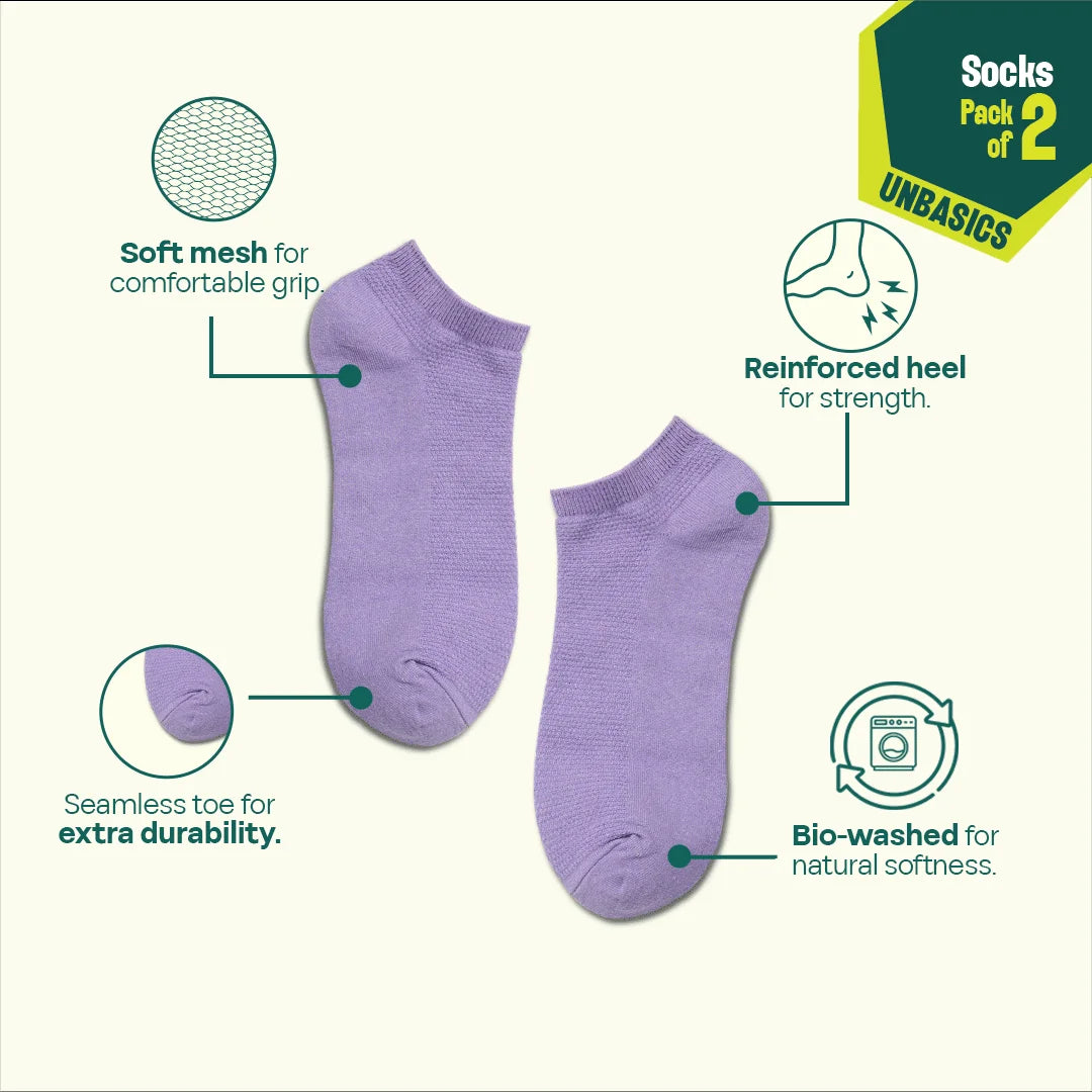 Purple Mania! Unisex Socks, 100% Organic Cotton, Ankle Length, Pack of 2