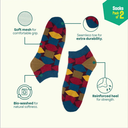Shape Chiller! Unisex Socks, 100% Organic Cotton, Ankle Length, Pack of 2