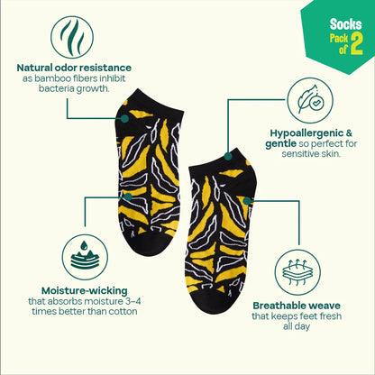 Black Matters! Unisex Socks, 100% Bamboo, Ankle Length, Pack of 2