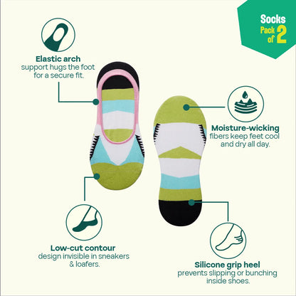 All Eyes On Toes! Unisex Socks, 100% Organic Cotton, No Show, Pack of