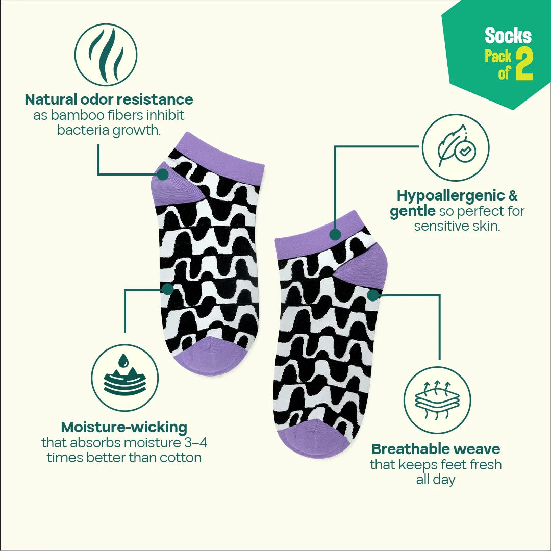 Geo-mazing! Unisex Socks, 100% Bamboo, Ankle Length, Pack of 2