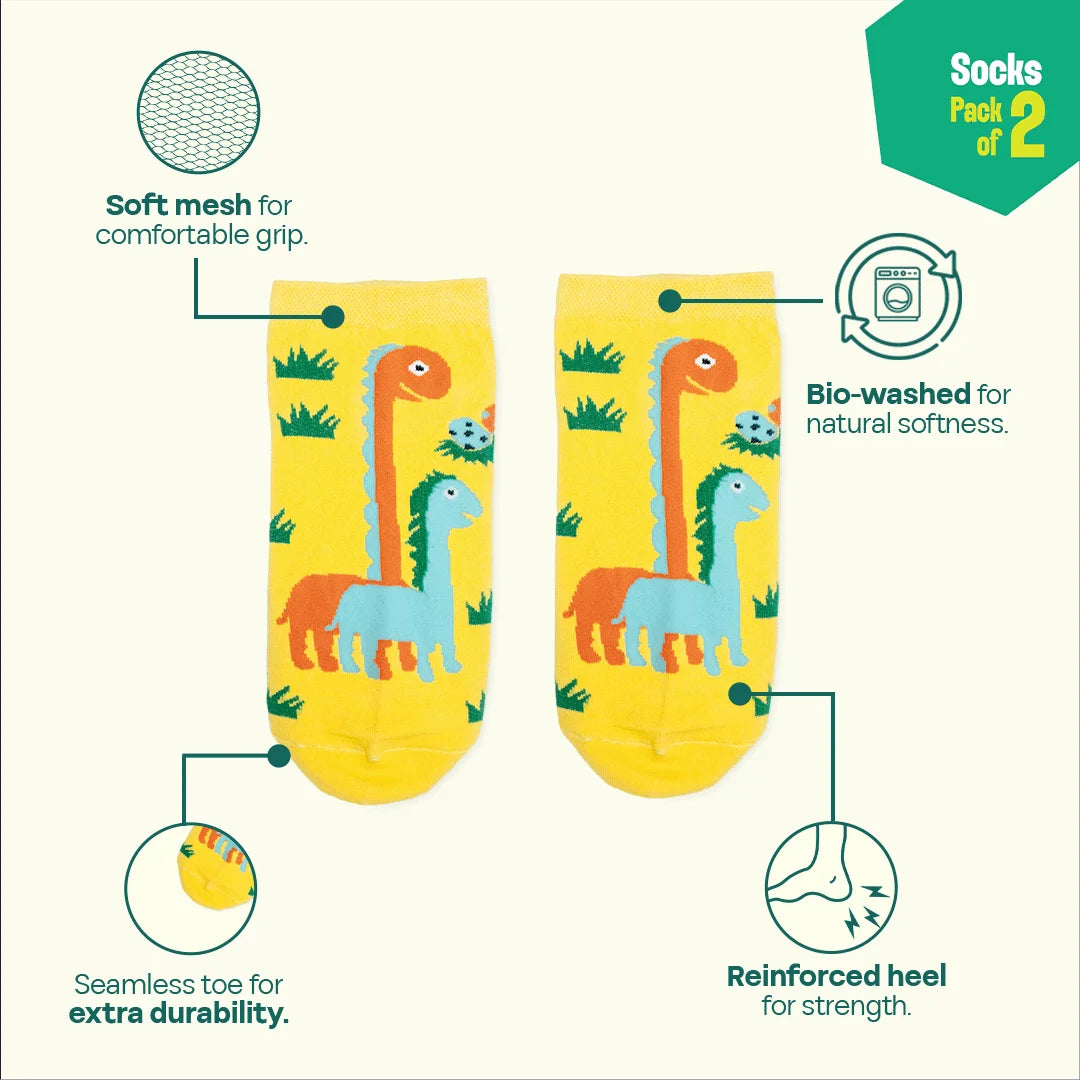 Animal-gram! Unisex Socks, 100% Organic Cotton, Ankle Length, Pack of 2