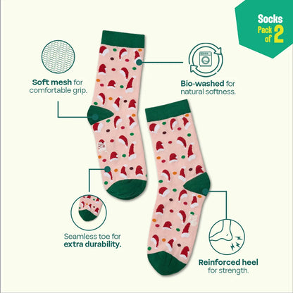 Jingle Fest! Unisex Socks, 100% Organic Cotton, Crew Length, Pack of 2