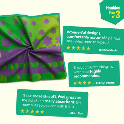 Law Of Abstract! Unisex Hankies, 100% Organic Cotton, Pack of 3