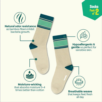 Retro Rush! Unisex Socks, 100% Bamboo, Crew Length, Pack of 2