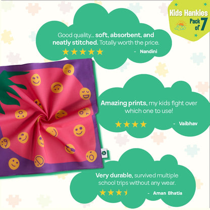 Crafty Games! Unisex Kid's Hankies, 100% Organic Cotton, Pack of 7