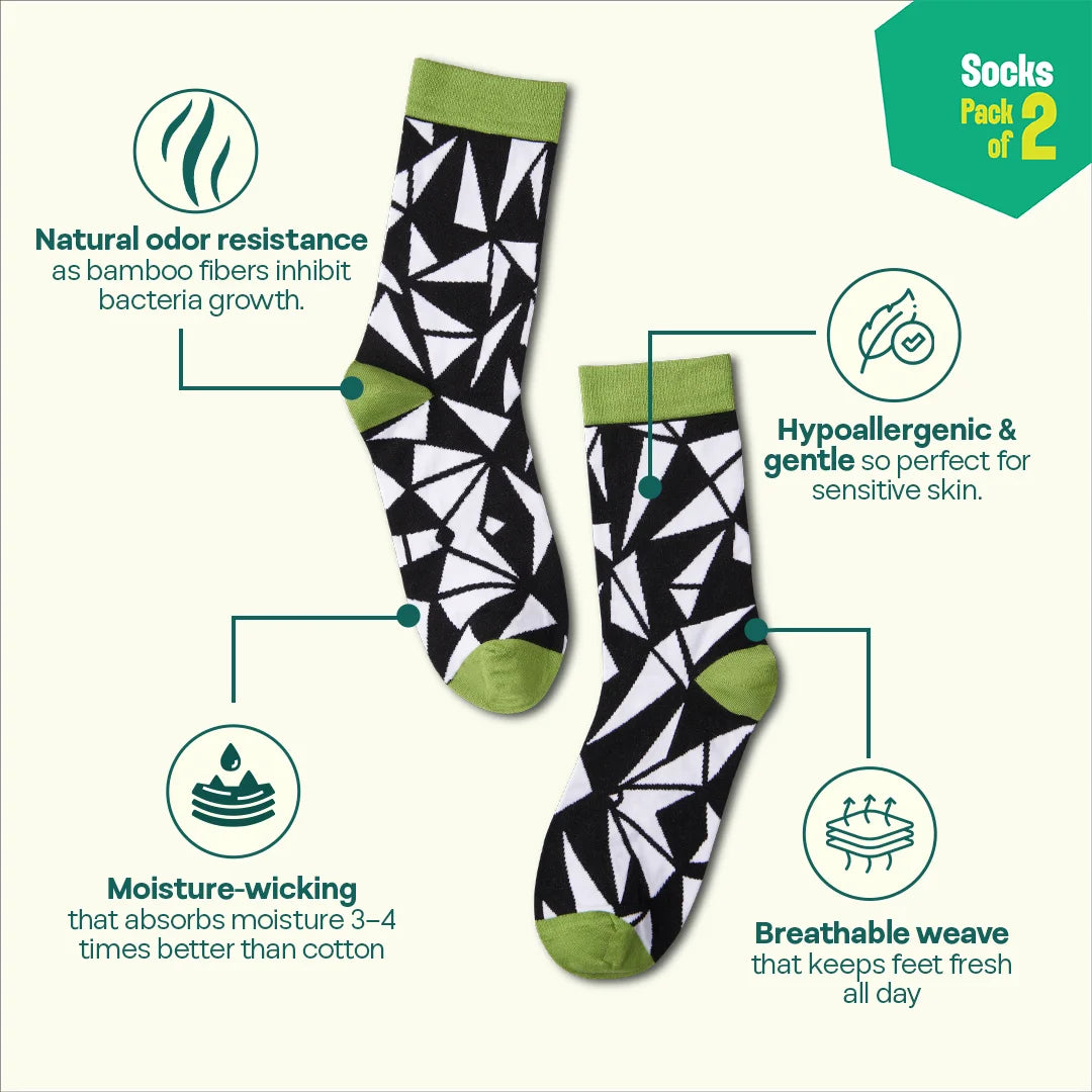 Monochromatic! Unisex Socks, 100% Bamboo, Crew Length, Pack of 2