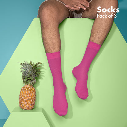 Berry Mix! Unisex Socks, 100% Organic Cotton, Crew Length, Pack of 3