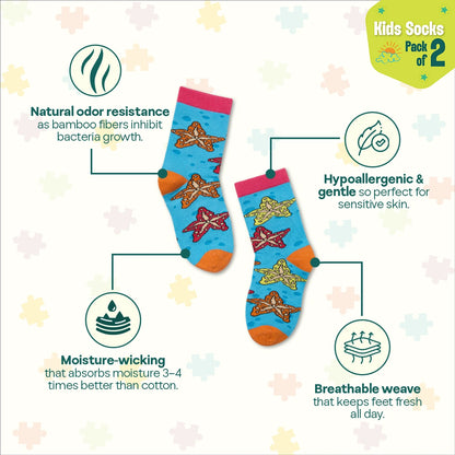 Finding Nemo! Unisex Kid's Socks, 100% Bamboo, Crew Length, Pack of 2