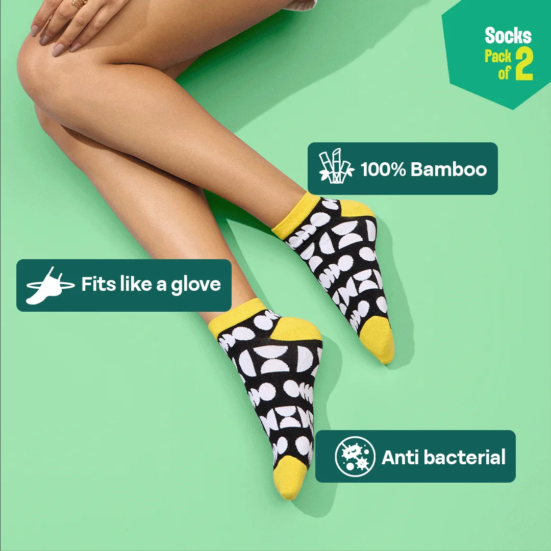 In Great Shapes! Unisex Socks, 100% Bamboo Made, Ankle Length, Pack of 2