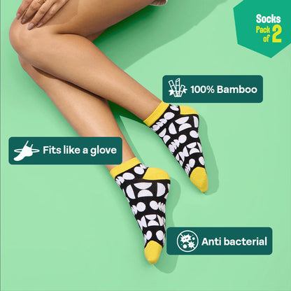 In Great Shapes! Unisex Socks, 100% Bamboo Made, Ankle Length, Pack of 2