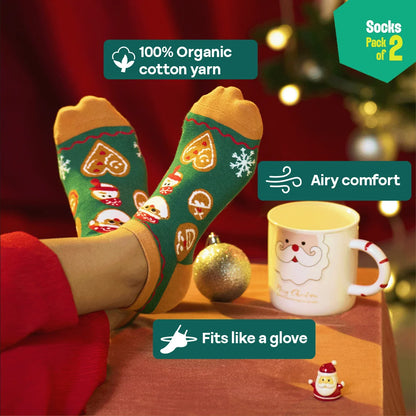 Jingle Fest! Unisex Socks, 100% Organic Cotton, Ankle Length, Pack of 2