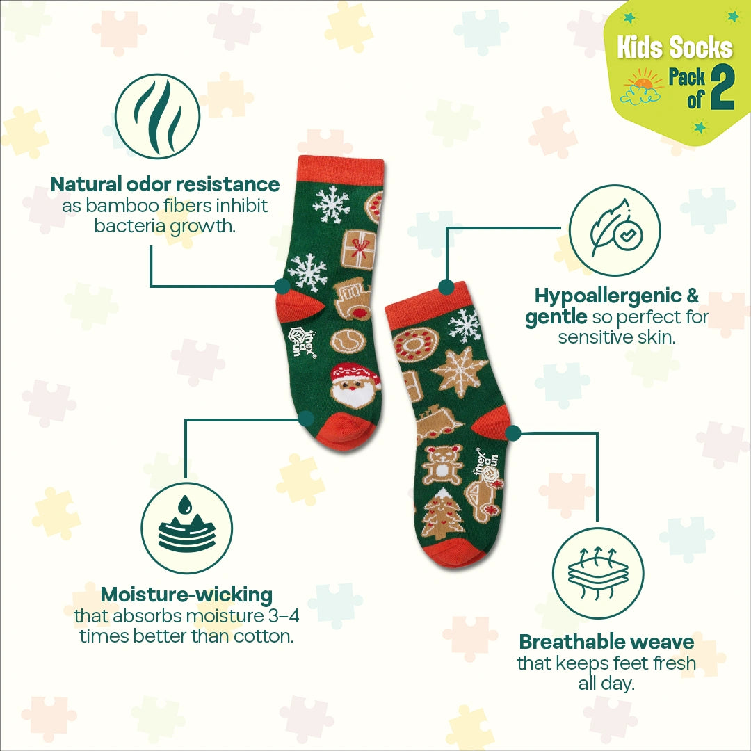 Baby Claus! Unisex Kid's Socks, 100% Bamboo, Crew Length, Pack of 2