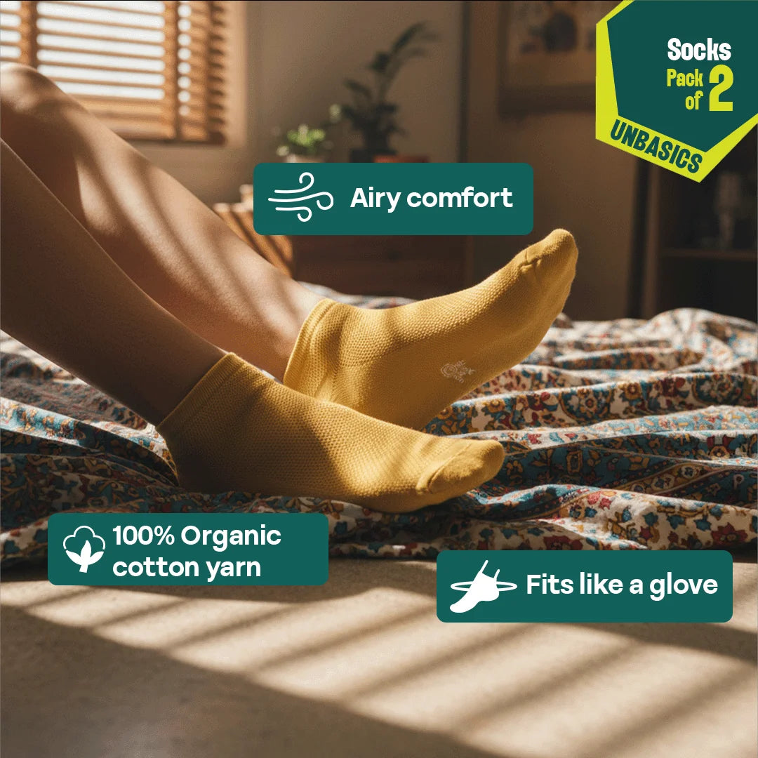 Dawn! Unisex Socks, 100% Organic Cotton, Ankle Length, Pack of 2