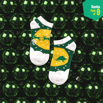 Christmas Music! Unisex Socks, 100% Organic Cotton, Ankle Length, Pack of 9