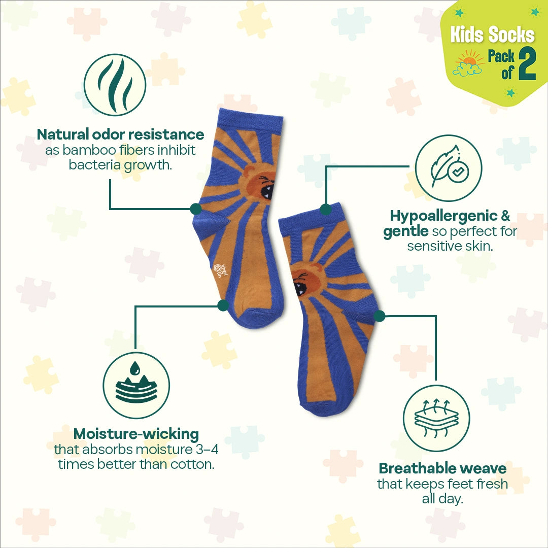 Roar-some! Unisex Kid's Socks, 100% Bamboo, Crew Length, Pack of 2