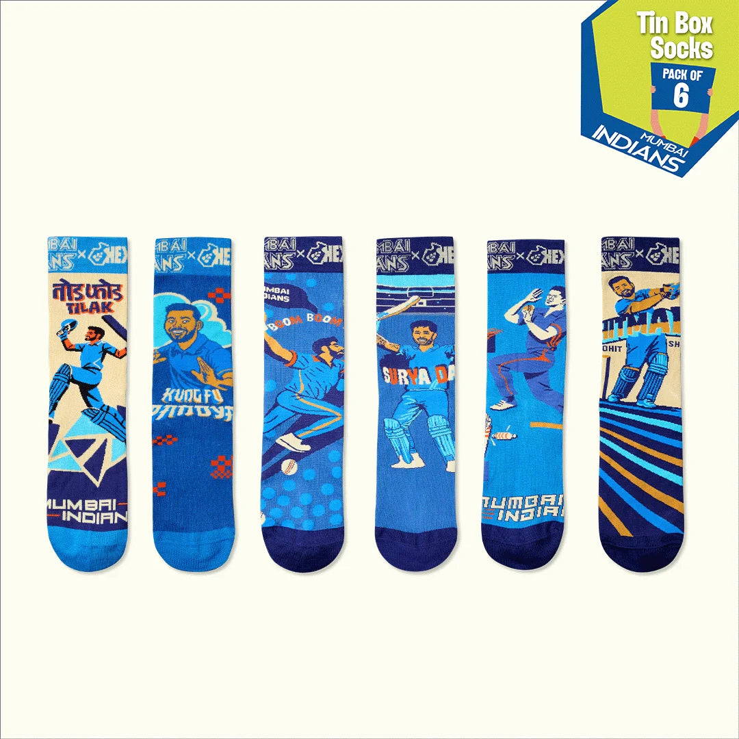 Paltan Cha Ghar! Tin Gift Box, 6 Unisex Crew Length Socks, 100% Bamboo, Box of 6