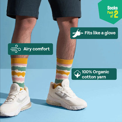 Fun Duo! Unisex Socks, 100% Organic Cotton, Crew Length, Pack of 2