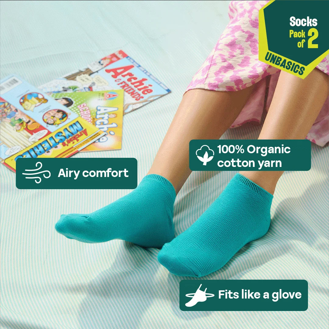 Feeling Blue! Unisex Socks, 100% Organic Cotton, Ankle Length, Pack of 2