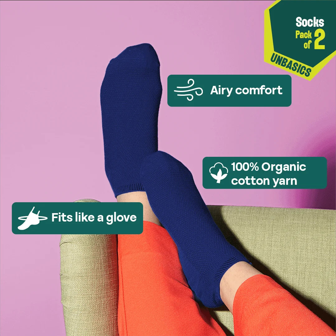 Midnight Mischief! Unisex Socks, 100% Organic Cotton, Ankle Length, Pack of 2