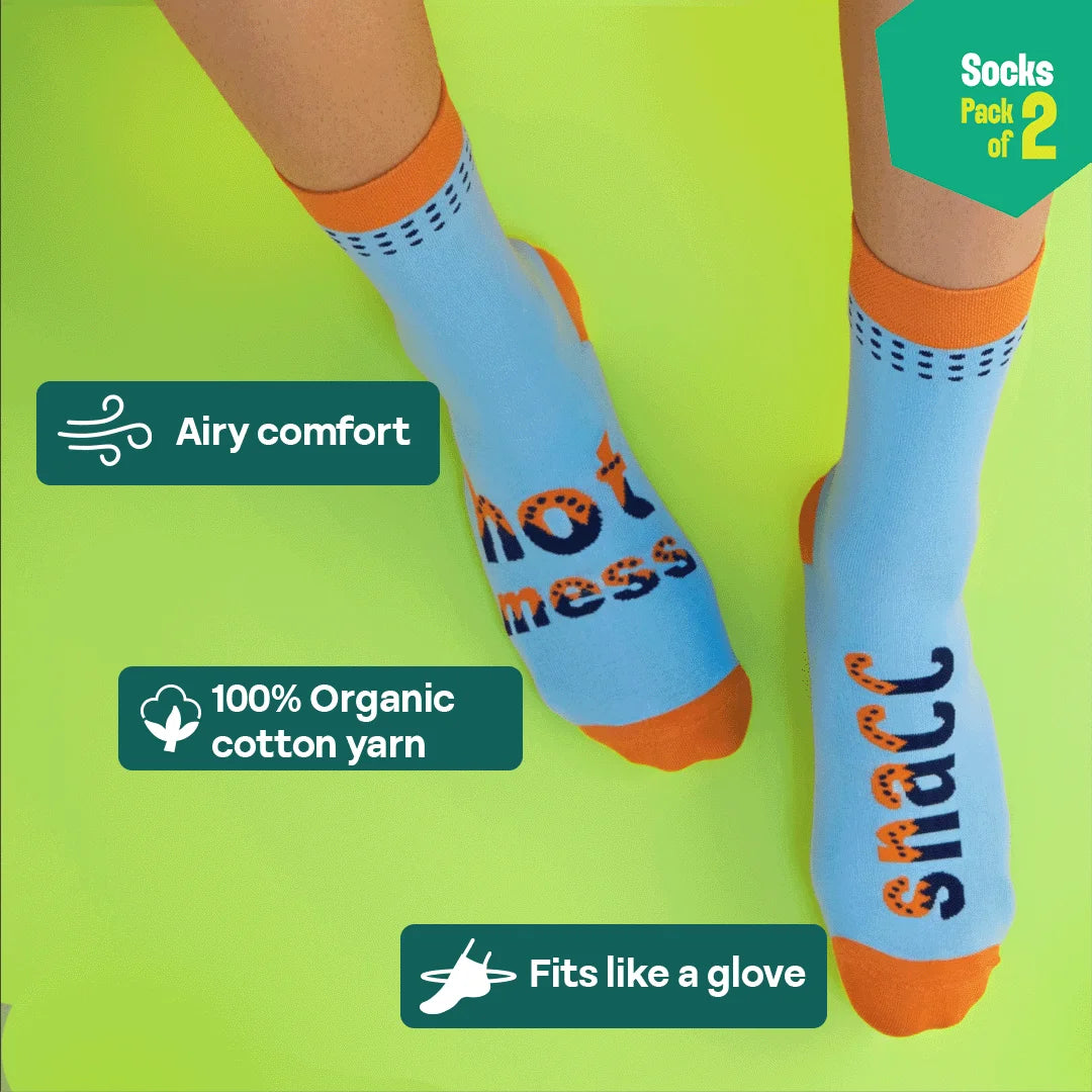 Blue Me Away! Unisex Socks, 100% Organic Cotton, Crew Length, Pack of 2