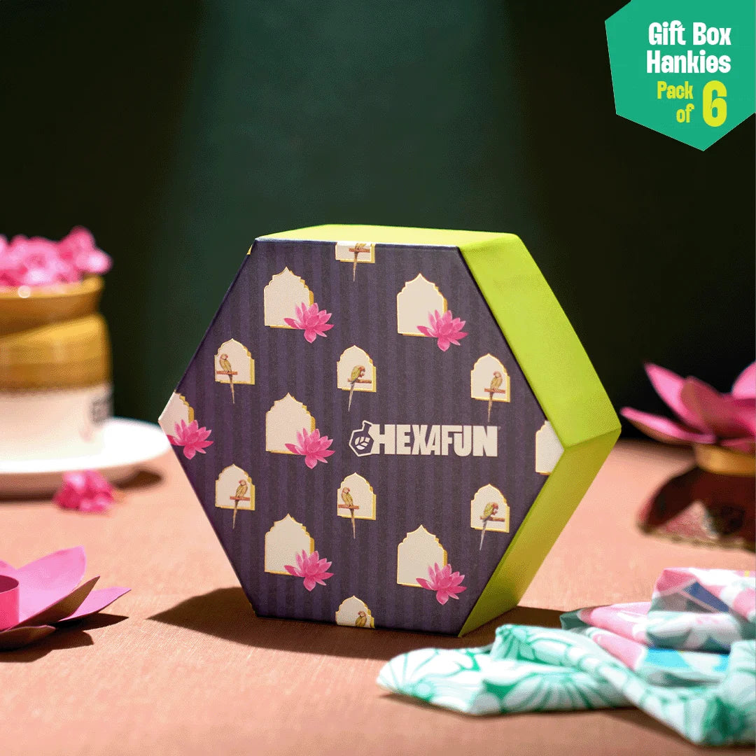 Bloomrang! Unisex Hankies, 100% Organic Cotton, Gift Box of 6