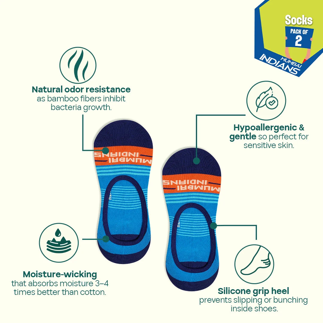 MI Maniac! Unisex Socks, 100% Bamboo, No Show, Pack of 2