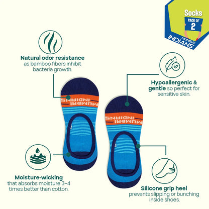 MI Maniac! Unisex Socks, 100% Bamboo, No Show, Pack of 2