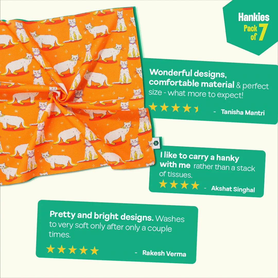 Spooky Vibes! Unisex Hankies, 100% Organic Cotton, Pack of 7