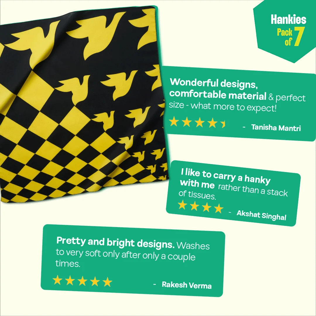 Blacklisted! Small Unisex Hankies, 100% Organic Cotton, Pack of 3