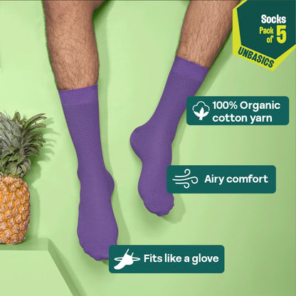 Color Me Cray! Unisex Socks, 100% Organic Cotton, Crew Length, Pack of 5