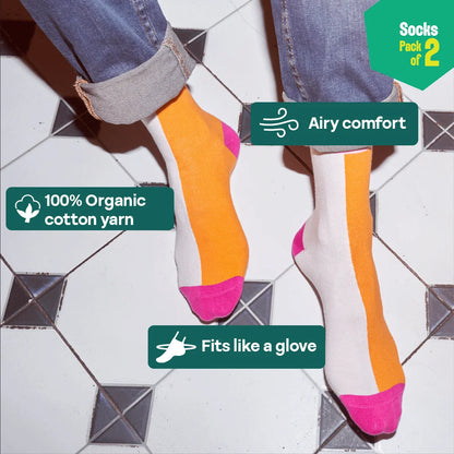 Paint The Town Orange! Unisex Socks, 100% Organic Cotton, Crew Length, Pack of 2