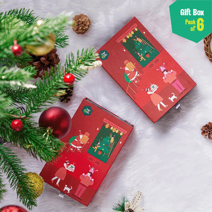 JLT! Jingle Bell Like That! 2 Unisex Crew Length Socks + 4 Unisex Hankies, 100% Organic Cotton, Gift Box of 6