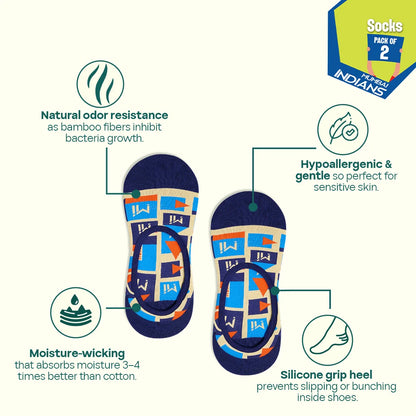 MI Era! Unisex Socks, 100% Bamboo, No Show, Pack of 2