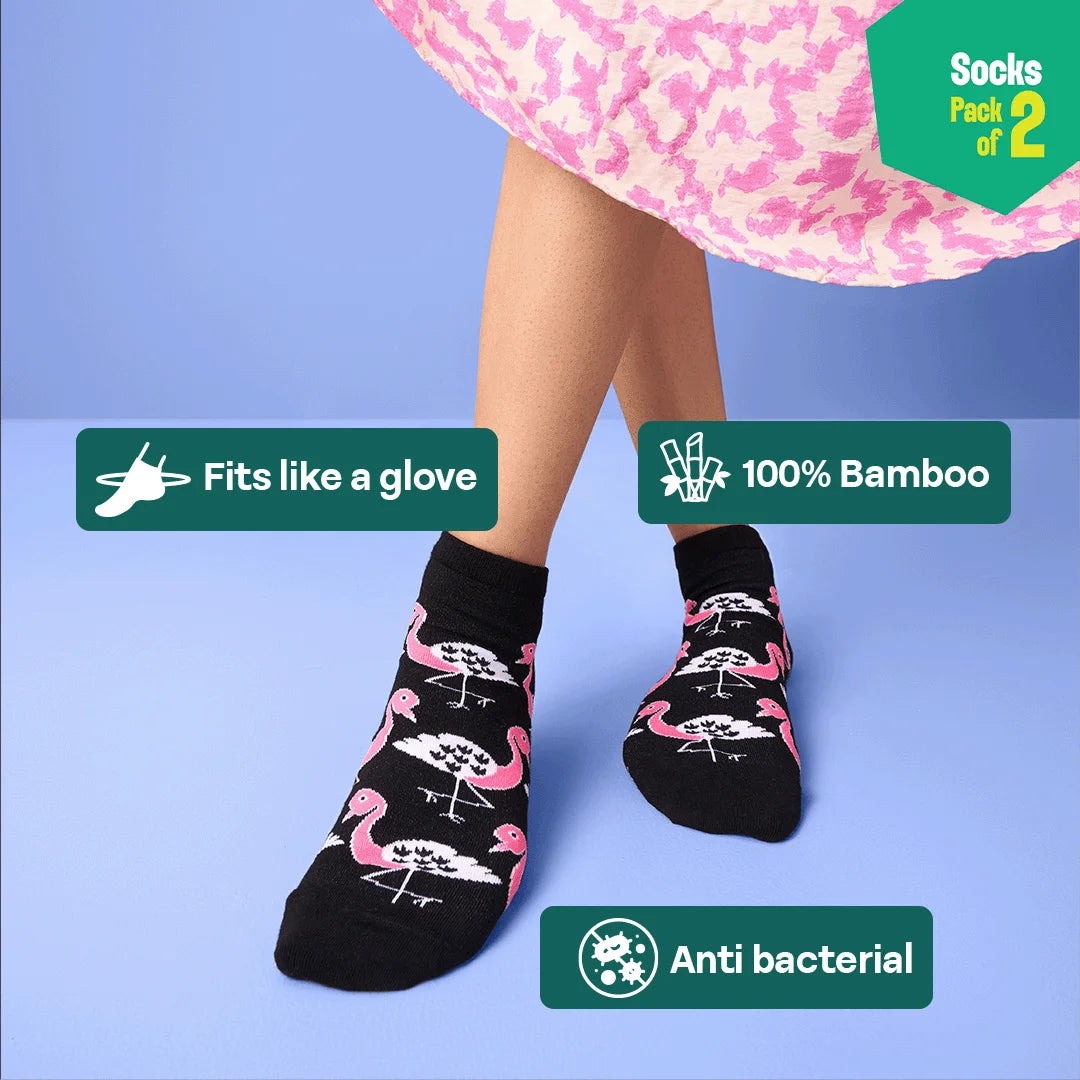 Take Me Black! Unisex Socks, 100% Bamboo, Ankle Length, Pack of 2