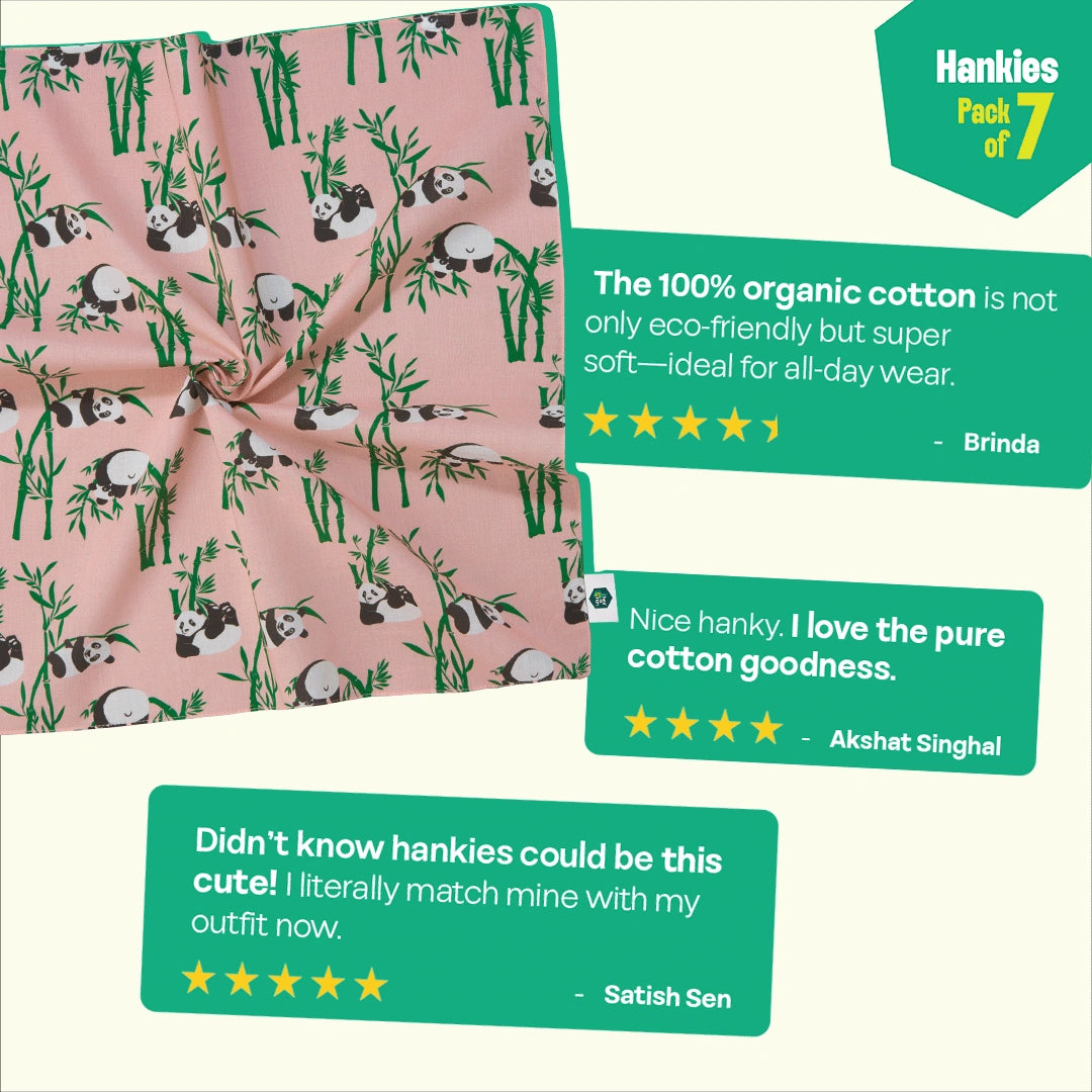 Zoo-logical! Unisex Hankies, 100% Organic Cotton, Pack of 7
