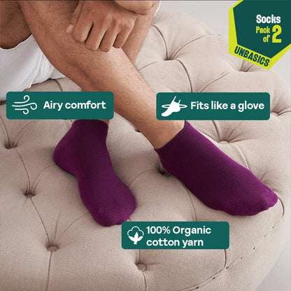 Purple Mania! Unisex Socks, 100% Organic Cotton, Ankle Length, Pack of 2