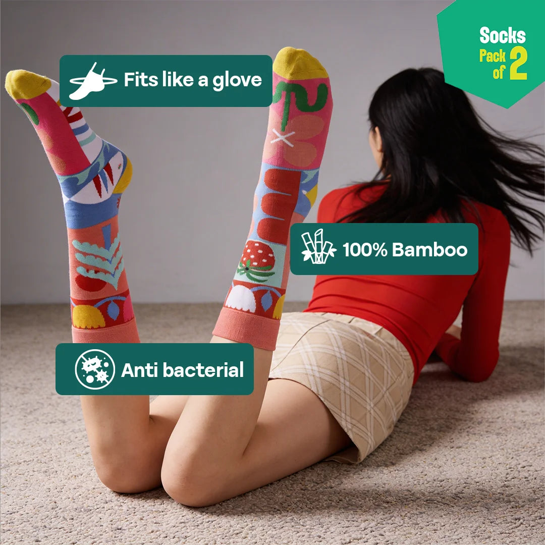 Pop Culture! Unisex Socks, 100% Bamboo, Crew Length, Pack of 2